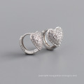 Heart Design 925 Sterling Silver CZ Micro Pave Crystal High Quality Classic Girl Women Hoop Earrings